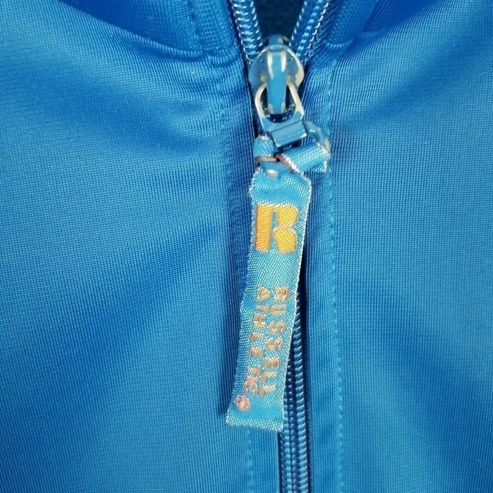 Florida Gators Track Jacket Full Zip Patch Blue Orange Stripe Russell Athletics